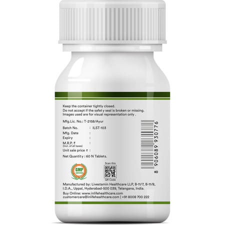 Inlife Spirulina Tablet 2000mg | Green Superfood Supplement | Protein Fiber Antioxidant - 60 Tablets