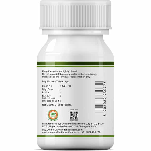 Inlife Spirulina Tablet 2000Mg | Green Superfood Supplement | Protein Fiber Antioxidant - 60 Tablets