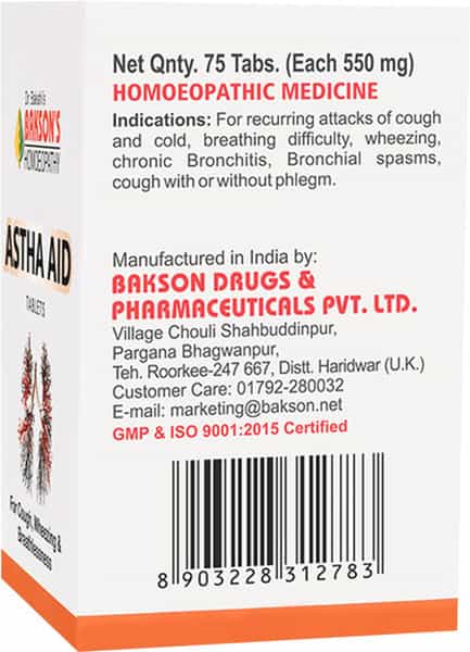 Dr Bakshi's Bakson Homoeopathy Astha Aid Tablet 75