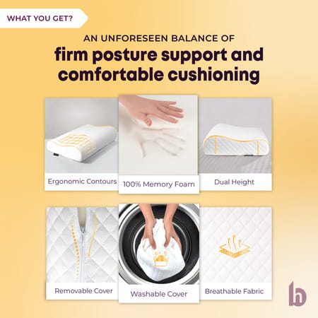 Betterhood White Memory Foam Ergonomic Dual Height Cervical Sleep Pillow (Large)