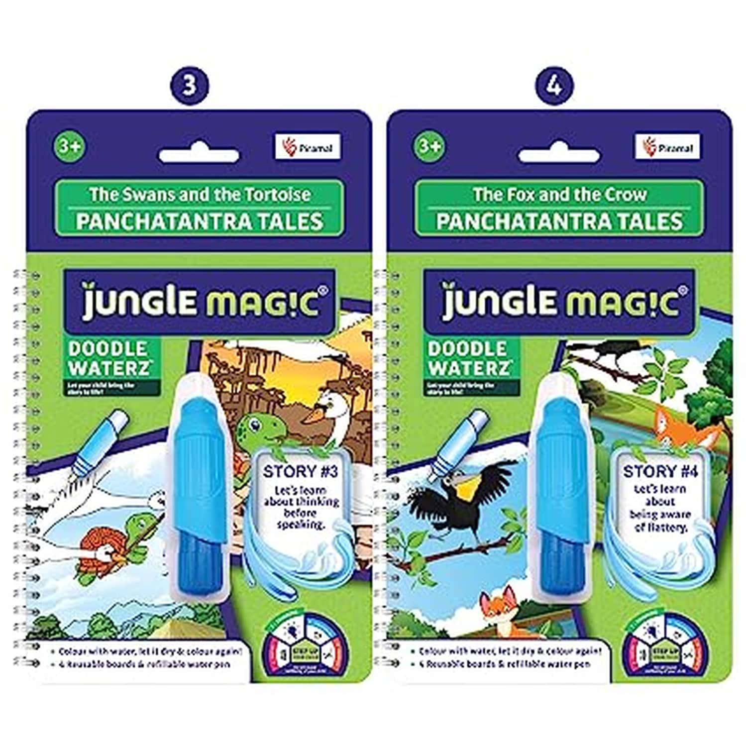 Jungle Magic Doodle Waterz - Reusable | Water Colouring Book - Panchtantra Stories- 2 Story
