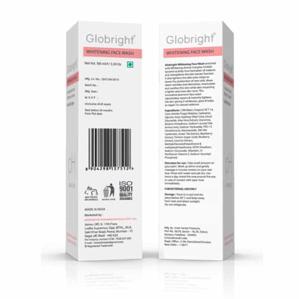 Globright Whitening Face Wash 100 Ml | Berberry & Green Tea | Paraben Free (Pack Of 3)