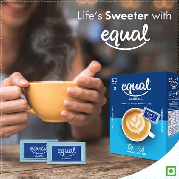 Equal Classic Zero Calorie Sweetener Sugar Free Calorie Control 50 Sachets Pack Of 6
