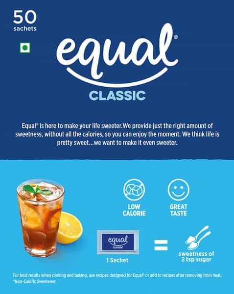 Equal Classic Zero Calorie Sweetener Sugar Free Calorie Control 50 Sachets Pack Of 6