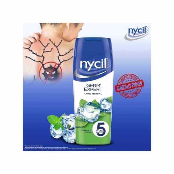 Nycil Cool Herbal Neem & Pudina Prickly Heat Powder Bottle Of 150 G (Free Glucon-D Orange 100Gm)