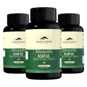 Rasayanam Ashwagandha Ksm-66 Capsules For Stress | Energy & Recovery (180 Capsules | Pack Of 3)