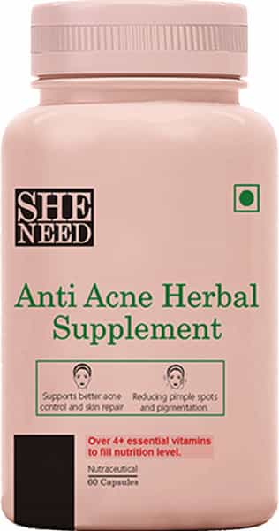 Sheneed Anti-Acne Herbal Supplement-With 4+Herbal Ingredients,Reduces Acne From Root,Vegan-60Capsule