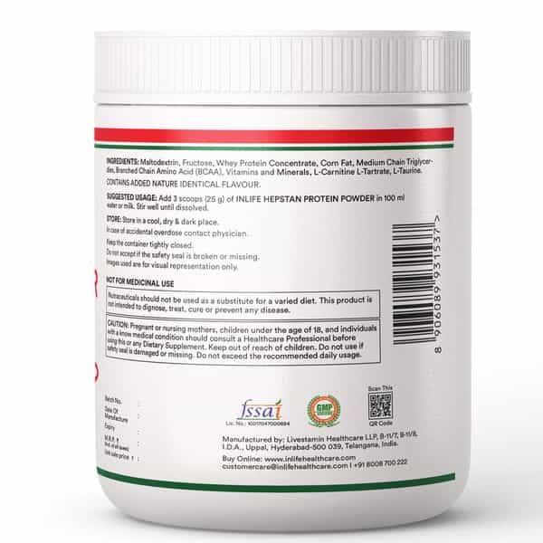 Inlife Hepstan Liver Care Support Protein Powder Supplement Whey Protein Bcaas - 300Grams (Vanilla)