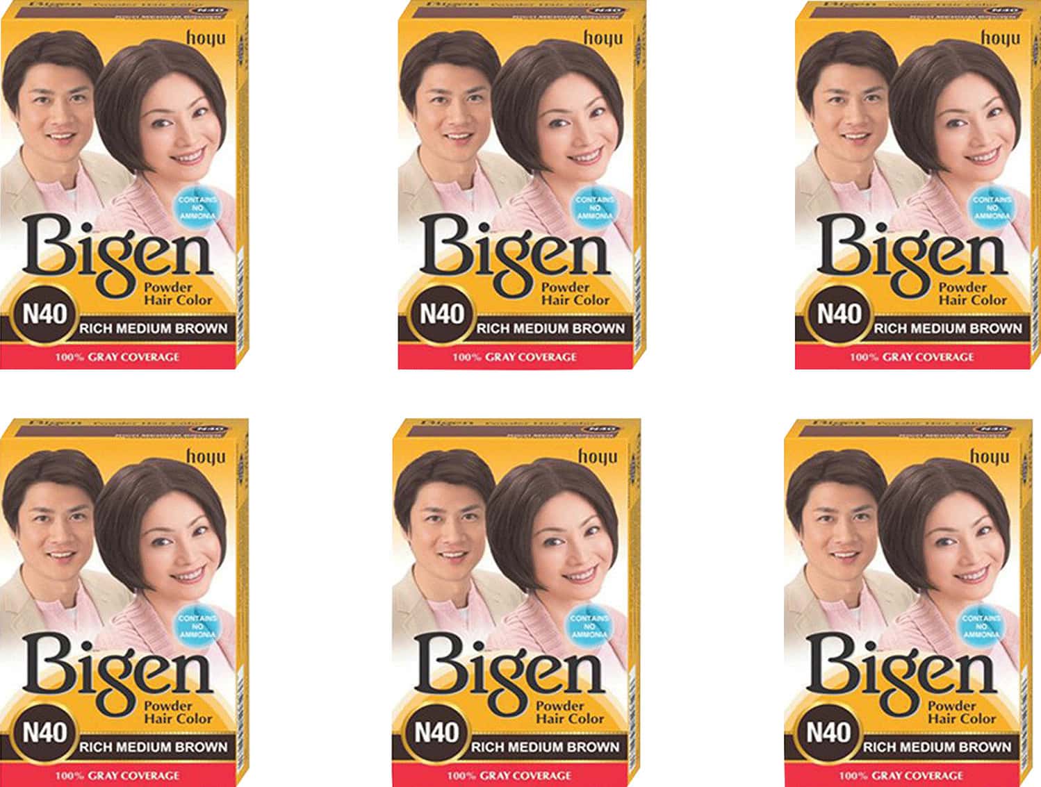 Bigen Powder Hair Color Medium Brown N40 (6g Pack Of 6)