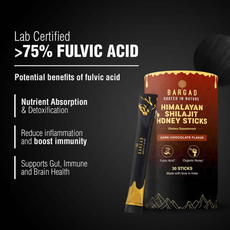 Bargad Himalayan Shilajit Honey Sticks (Dark Chocolate Flavor) - 30 Sticks