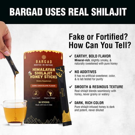 Bargad Himalayan Shilajit Honey Sticks (Dark Chocolate Flavor) - 30 Sticks
