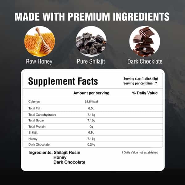 Bargad Himalayan Shilajit Honey Sticks (Dark Chocolate Flavor) - 30 Sticks