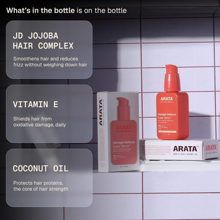 Arata Super Serum For Dry & Frizzy Hair | Frizz Control & Shine Boost | 30 Ml