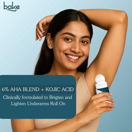 Bake 6% Aha Brightening Underarm Roll-On Serum | Dark Underarms Elbows Knees Odour & Sweat - 50Ml