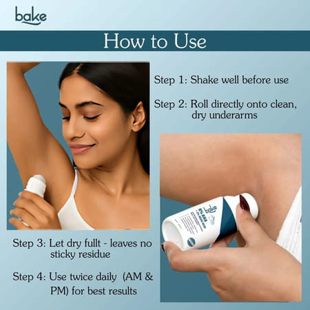 Bake 6% Aha Brightening Underarm Roll-On Serum | Dark Underarms Elbows Knees Odour & Sweat - 50Ml