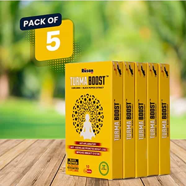 Rusan Turma Boost Curcumin 95% (400Mg) + Black Pepper Extract (Piperine 5Mg) 50 Capsules (Pack Of 5)
