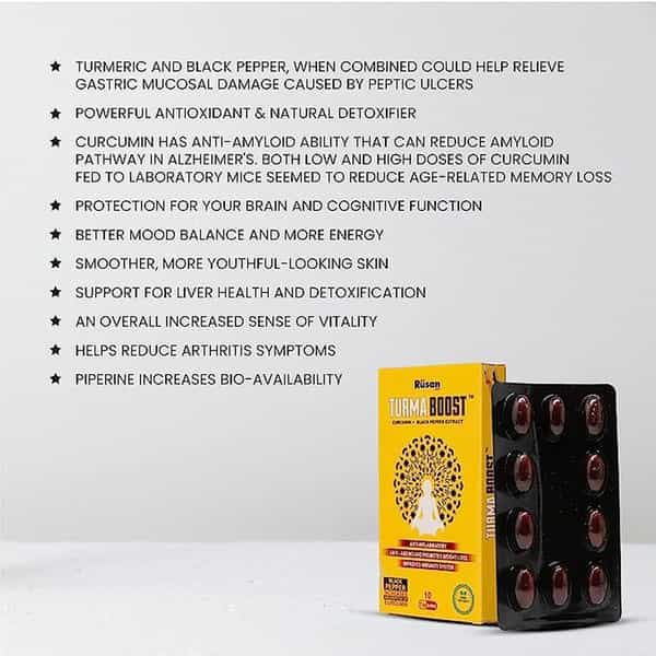 Rusan Turma Boost Curcumin 95% (400Mg) + Black Pepper Extract (Piperine 5Mg) 50 Capsules (Pack Of 5)