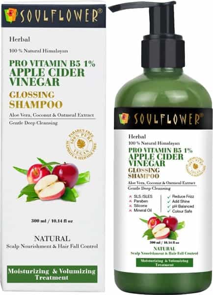 Soulflower Herbal 100% Natural Himalayan Pro Apple Cider Vinegar Glossing Shampoo- 300Ml