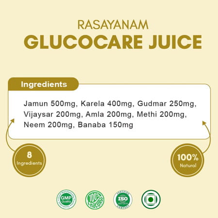 Rasayanam Glucocare Juice | Sugar Balance | Jamun | Karela | Amla | Herbal Wellness Drink | 750ml