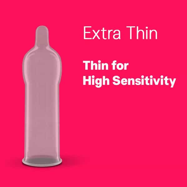 Durex Extra Thin Condoms For Men-10Count With Durex Strawberry Flavoured Lube Gel-50Ml