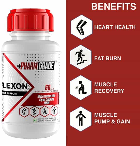 Pharmgrade Flexon Joint Support Supplement With Glucosamine Hcl Calcium - 60 Tablets