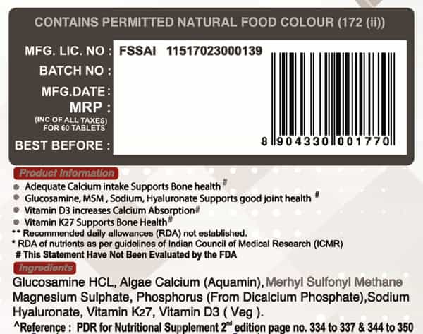 Pharmgrade Flexon Joint Support Supplement With Glucosamine Hcl Calcium - 60 Tablets