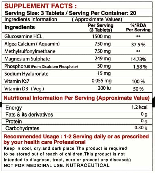 Pharmgrade Flexon Joint Support Supplement With Glucosamine Hcl Calcium - 60 Tablets