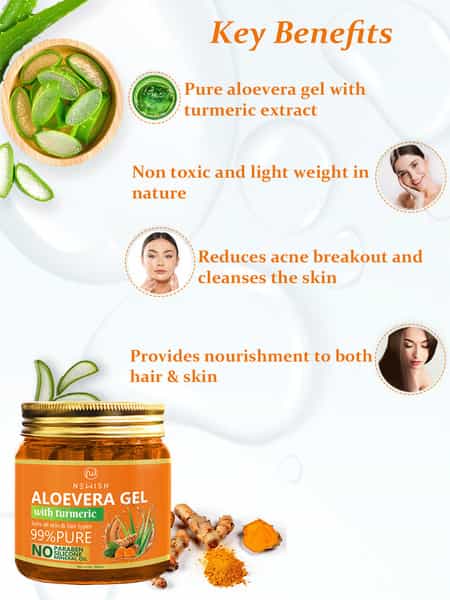 Newish Aloevera Gel Moisturizer For Face Enriched With Turmeric For Face & Skin 200Gm