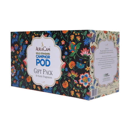Auracam Gold Standard Camphor Pod Gift Pack 10 Exotic Fragrance | Premium Gift Hamper Air Freshener