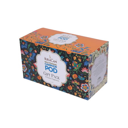 Auracam Gold Standard Camphor Pod Gift Pack 10 Exotic Fragrance | Premium Gift Hamper Air Freshener