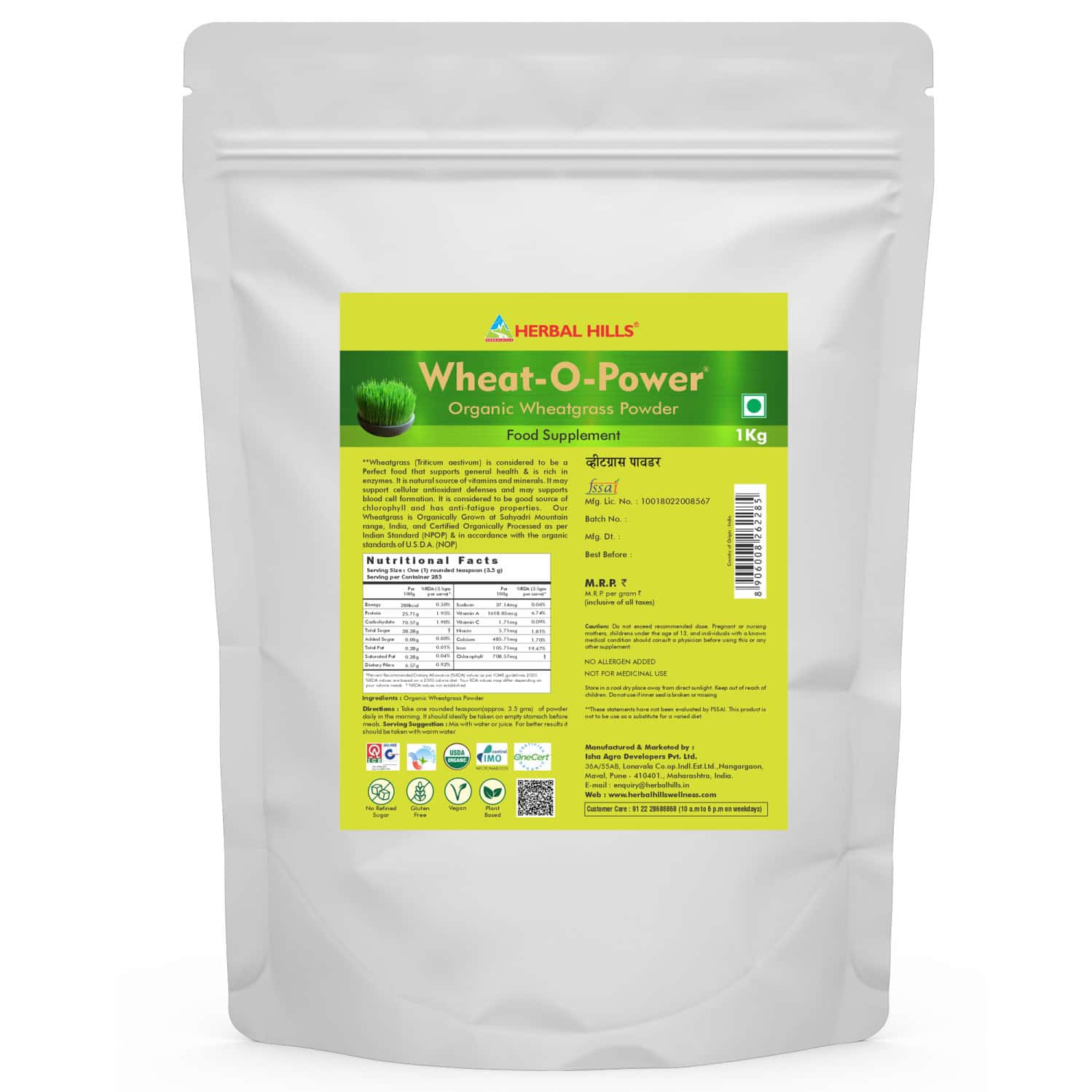 Herbal Hills Wheatgrass 1 Kg Powder Value Pack