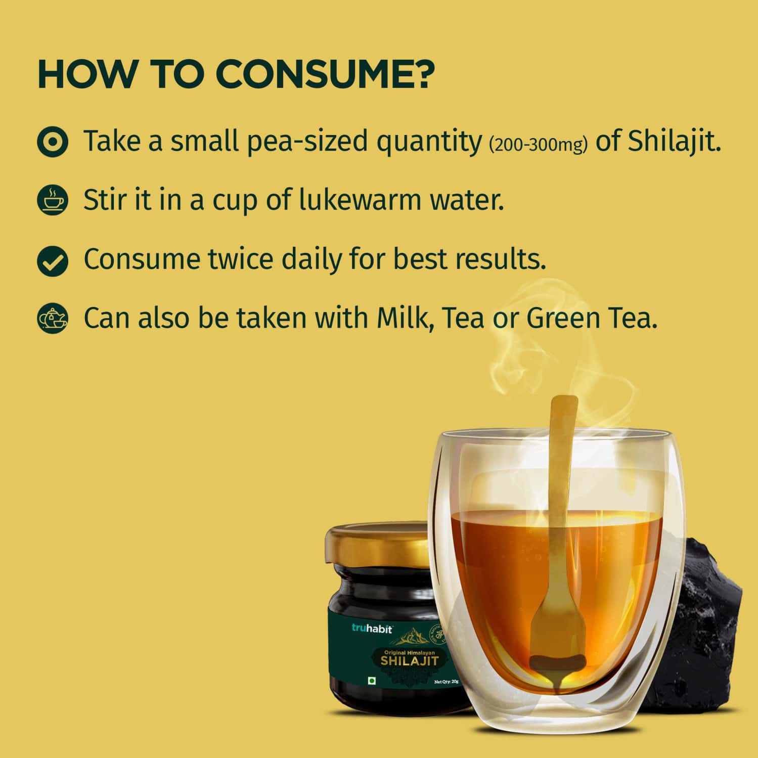 Buy TRUHABIT ORIGINAL HIMALAYAN SHILAJIT, SHILAJEET ORIGINAL, SILAJIT