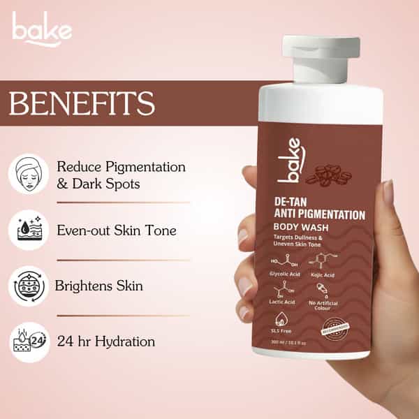 Bake De-Tan Coffee Body Wash With Kojic | Glycolic & Lactic For Pigmentation (300Ml)