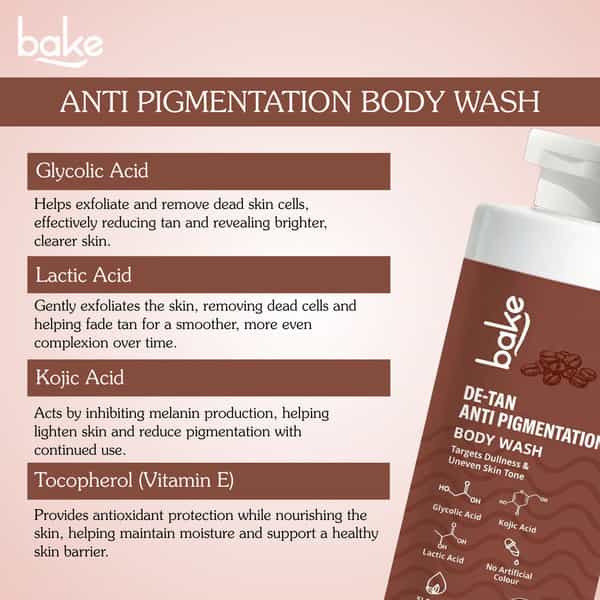 Bake De-Tan Coffee Body Wash With Kojic | Glycolic & Lactic For Pigmentation (300Ml)