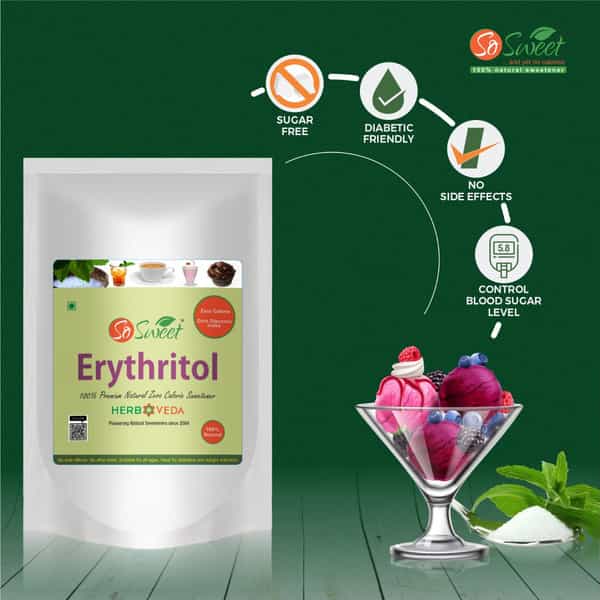 So Sweet Erythritol Powder 250Gm Natural Sweetener Sugar Free (Pack Of 2)