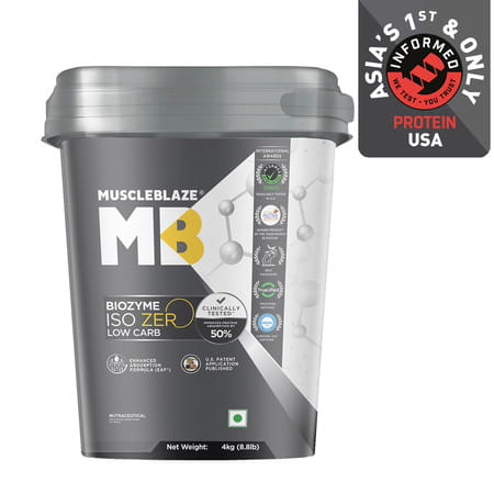 Muscleblaze Iso-Zero Whey Isolate (Ice Cream Choc | 4kg) | Eaf | Labdoor & Informed Choice Certified