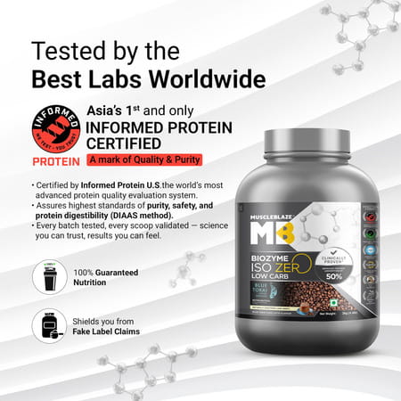 Muscleblaze Biozyme Iso-Zero | Low Carb Whey Protein Isolate (Blue Tokai Cafe Latte | 2kg)