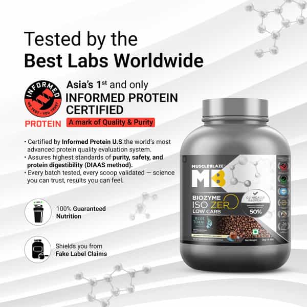 Muscleblaze Biozyme Iso-Zero | Low Carb Whey Protein Isolate (Blue Tokai Cafe Latte | 2Kg)