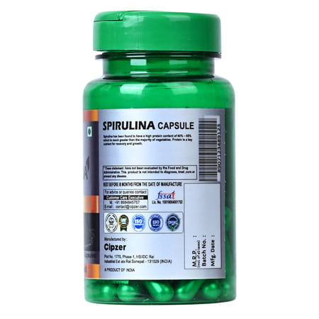 Cipzer Spirulina 30 Capsules | Supports Heart Health| Vitality & Overall Wellness