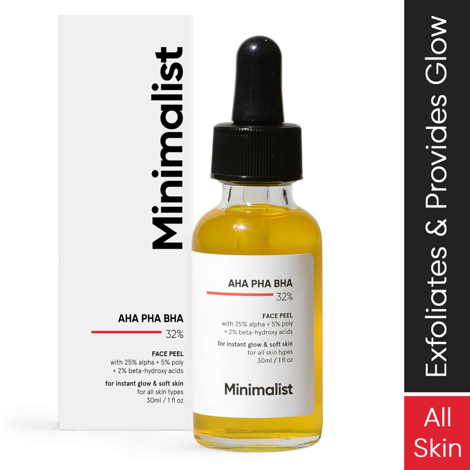 Minimalist Aha 25% + Pha 5% + Bha 2% Exfoliant Peel For Skin Brightening Glow &pore Cleansing -30ml