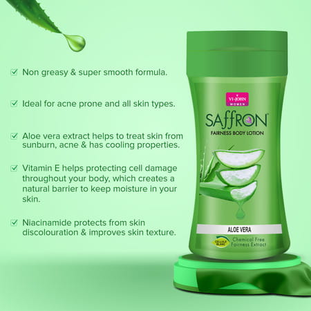 Vi-John Saffron Fliptop Aloevera Fairnes Body Lotion For Men & Women 250ml Pack Of 3