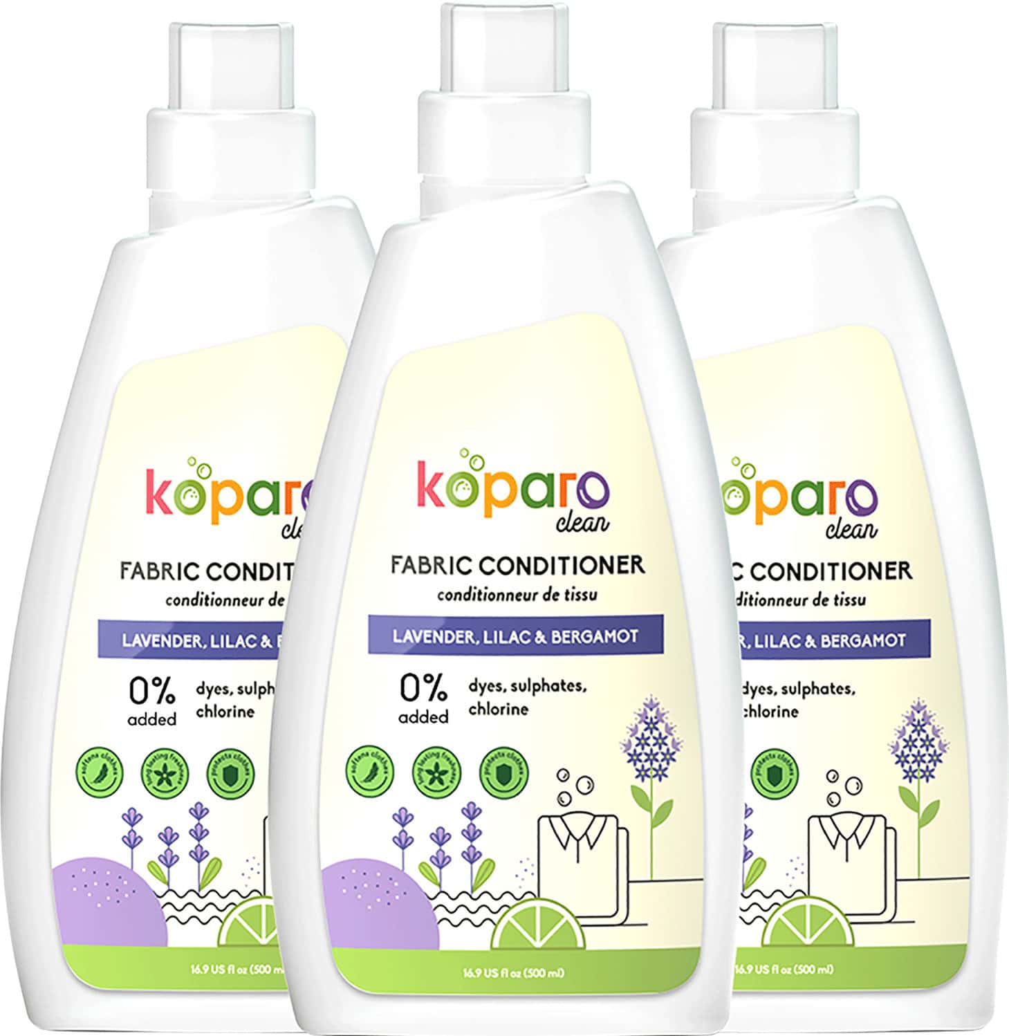 Koparo Fabric Conditioner - Lavender - Natural & Non Toxic - Eco-Friendly - Soft & Shine -500 Ml X 3