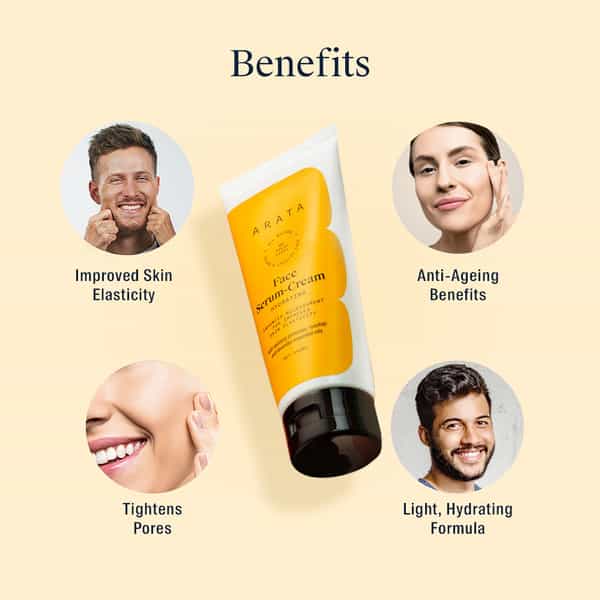 Arata Natural Hydrating Face Serum-Cream With Evening Primrose Rosehip & Lavender Oil - (100 Ml)