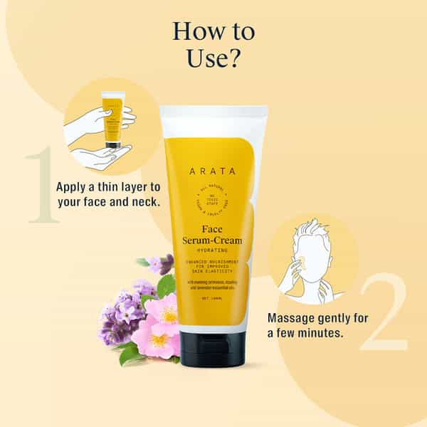 Arata Natural Hydrating Face Serum-Cream With Evening Primrose Rosehip & Lavender Oil - (100 Ml)