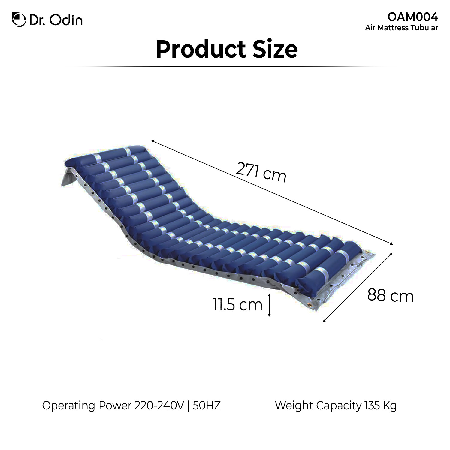 Dr. Odin Oam004 Tubular Anti-Bedsore Air Mattress Premium Enhanced Comfort & Support (Large) 1 No'S