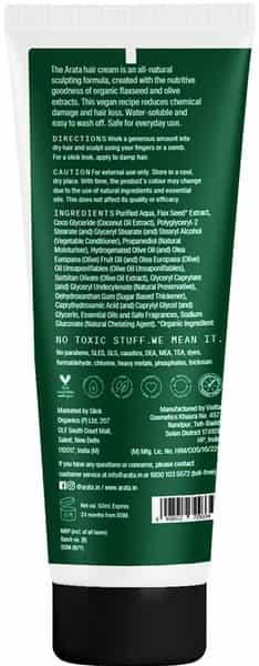Arata Natural Styling & Hold Hair Cream With Organic Flaxseed & Olive Oil (50 G)
