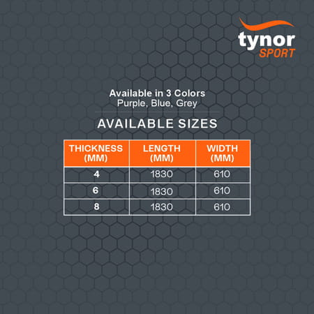 Tynor Yoga Mat Tpe Grey 8mm 1 Unit