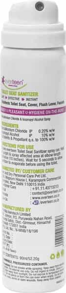 Everteen Instant Toilet Seat Sanitizer Spray For Feminine Hygiene In Women 1 Pack- 90Ml