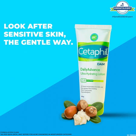 Cetaphil Moisturising Lotion 100ml Dam 100gm Moisturising Cream 80g & Gentle Skin Cleanser 125ml