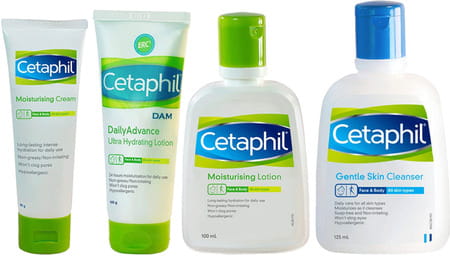 Cetaphil Moisturising Lotion 100ml Dam 100gm Moisturising Cream 80g & Gentle Skin Cleanser 125ml